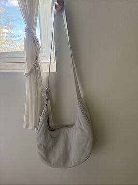 Minimal Crescent Shoulder Bag - Light Gray
